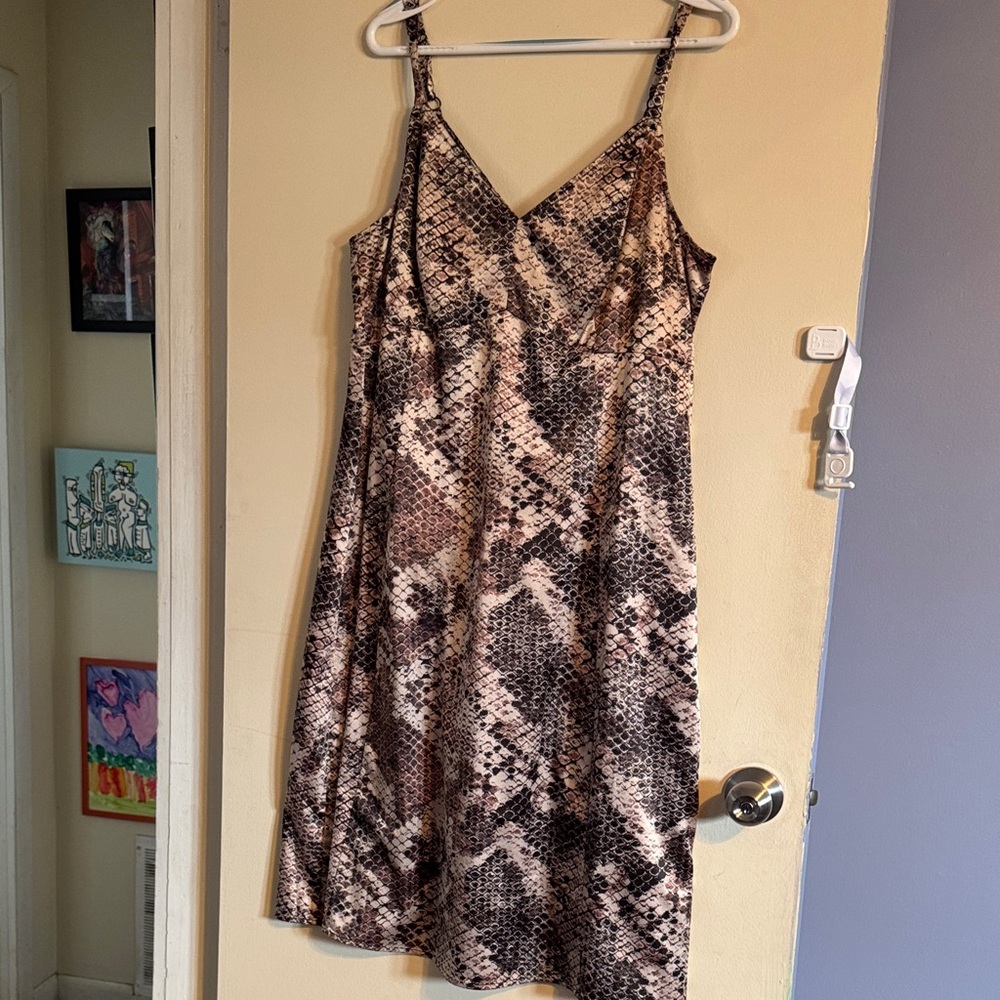 Torrid Beige and Black Snake Print Midi Dress